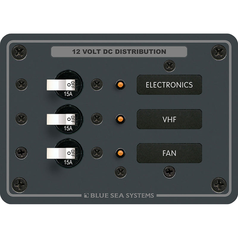 Blue Sea DC 3 Position Breaker Panel - White Switches [8025]