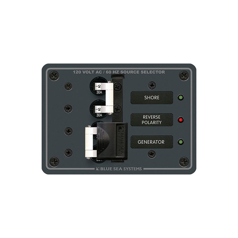 Blue Sea AC Toggle Source Selector 120V AC - 30AMP - White Switches [8032]