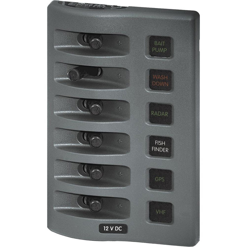 Blue Sea WeatherDeck Water Resistant Fuse Panel - 6 Position - Grey [4306]