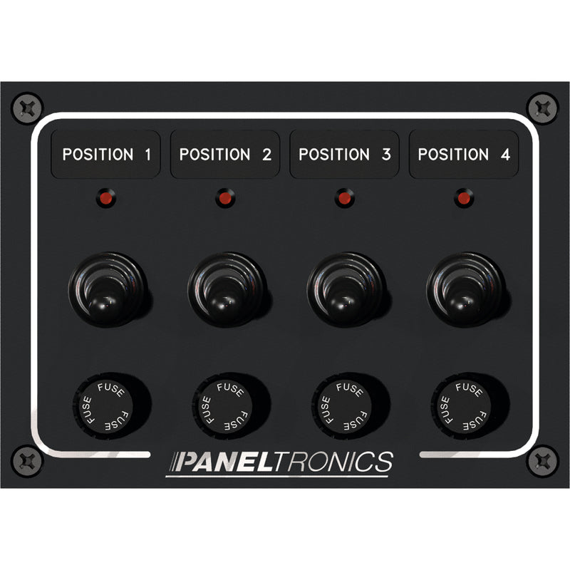Paneltronics Waterproof Panel - DC 4-Position Toggle Switch & Fuse w/ LEDs [9960008B]