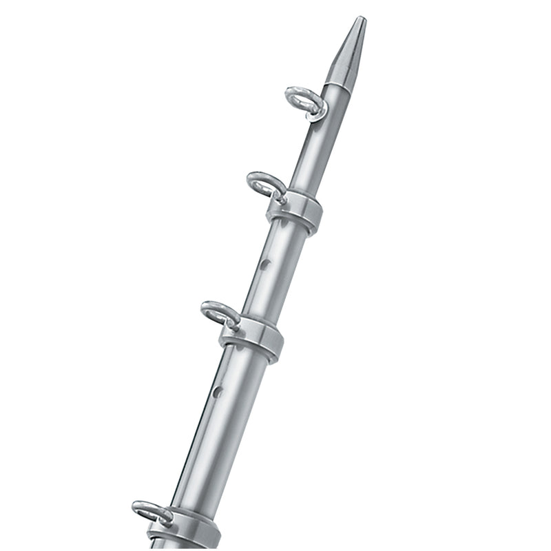 TACO 8' Center Rigger Pole - Silver w/ Silver Rings & Tip - 1-1/8" Butt End Diameter [OC-0422VEL8]