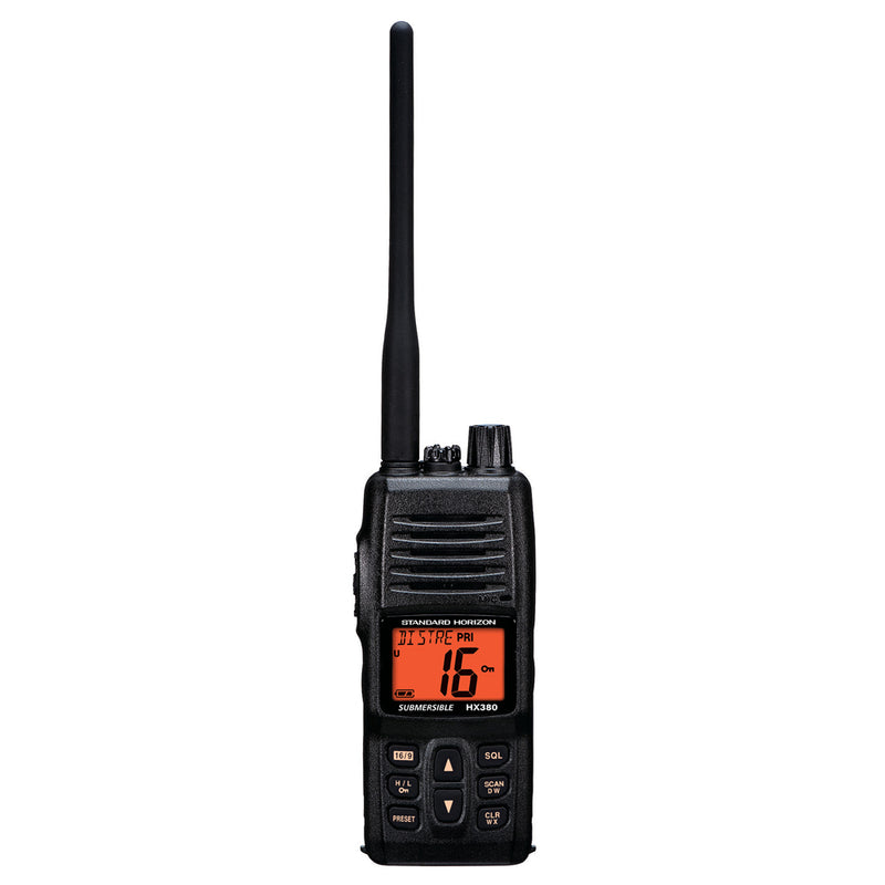 Standard Horizon 5W Commercial Grade Submersible IPX-7 Handheld VHF Radio w/ LMR Channels [HX380]