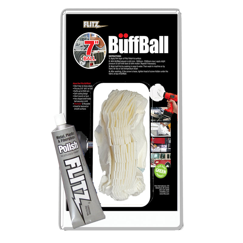 Flitz Buff Ball - Extra Large 7" - White w/ 1.76oz Tube Flitz Polish [WB 201-50]
