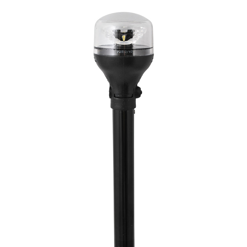 Attwood LightArmor All-Around Light - 12" Black Pole - Black Horizontal Composite Base w/ Adapter [5558-P12A7]