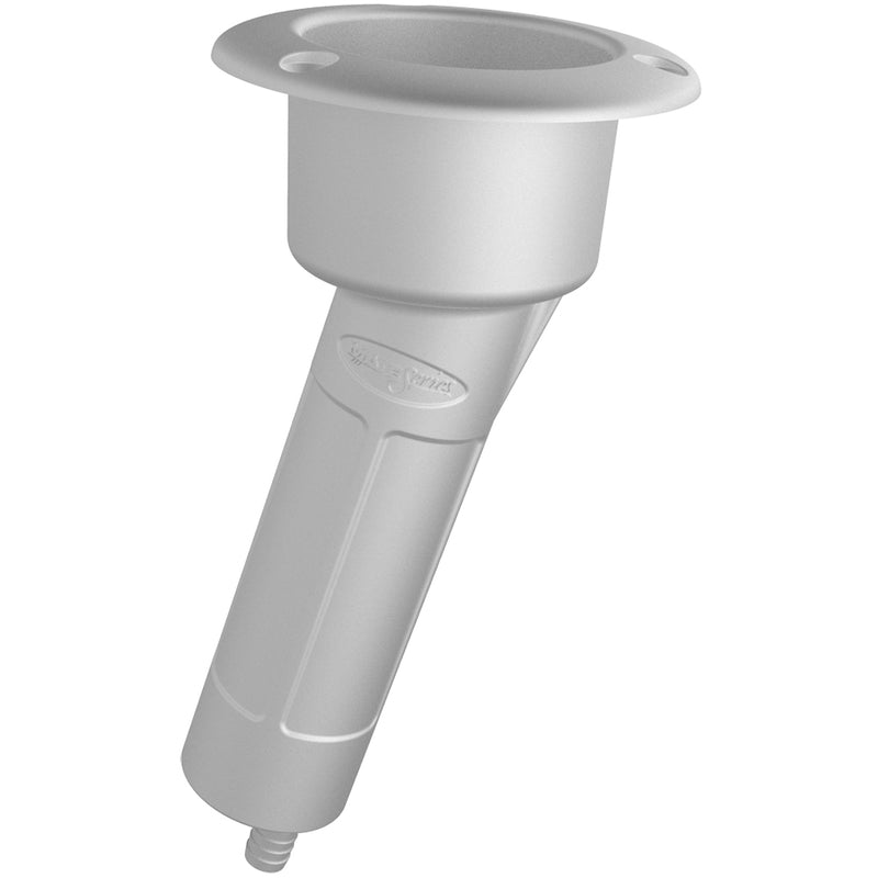 Mate Series Plastic 15 Degree Rod & Cup Holder - Drain - Round Top - White [P1015DW]