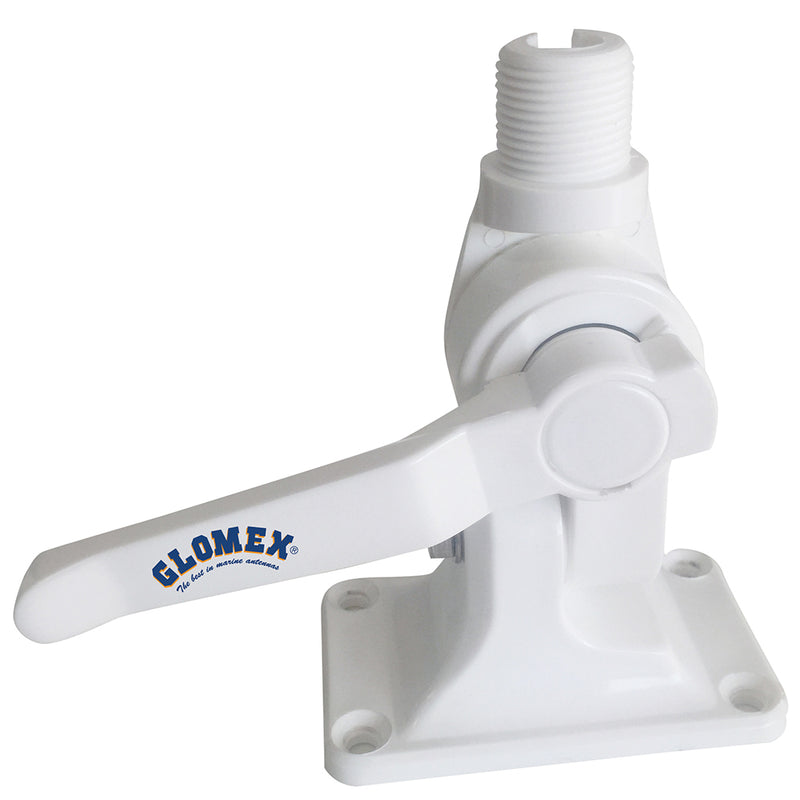 Glomex 4-Way Nylon Heavy-Duty Ratchet Mount w/ Cable Slot & Built-In Coax Cable Feed-Thru 1"-14 Thread [RA115]