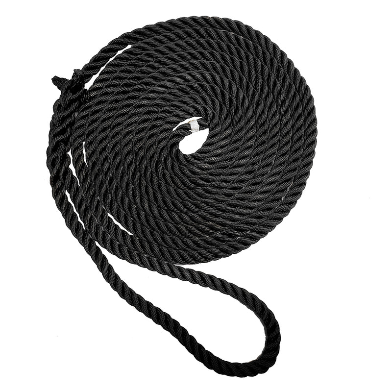 New England Ropes 5/8" X 50 ft Premium Nylon 3 Strand Dock Line - Black [C6054-20-00050]