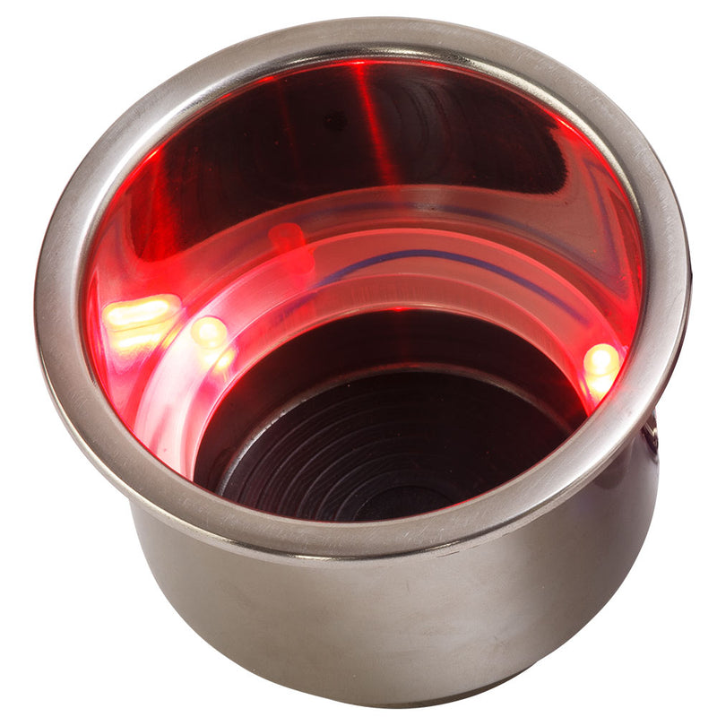 Sea-Dog LED Flush Mount Combo Drink Holder w/ Drain Fitting - Red LED [588071-1]