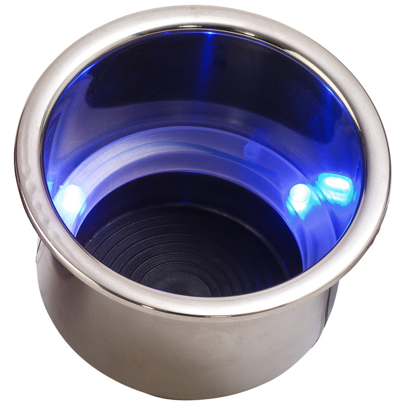 Sea-Dog LED Flush Mount Combo Drink Holder w/ Drain Fitting - Blue LED [588074-1]