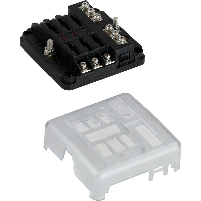 Sea-Dog Blade Style LED Indicator Fuse Block w/ Negative Bus Bar - 6 Circuit [445185-1]