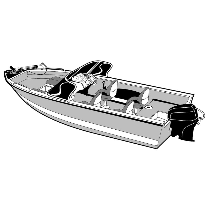 Carver Performance Poly-Guard Wide Series Styled-to-Fit Boat Cover for 16.5 ft Aluminum V-Hull Boats w/ Walk-Thru Windshield - Grey [72316P-10]