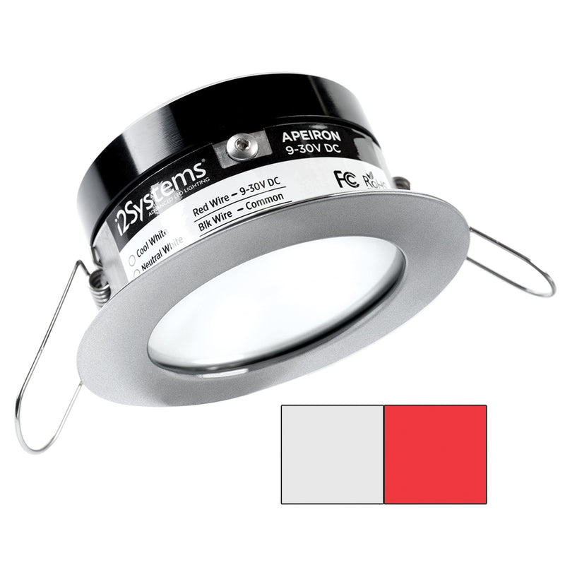 i2Systems Apeiron PRO A503 - 3W Spring Mount Light - Round - Cool White & Red - Brushed Nickel Finish [A503-41AAG-H]