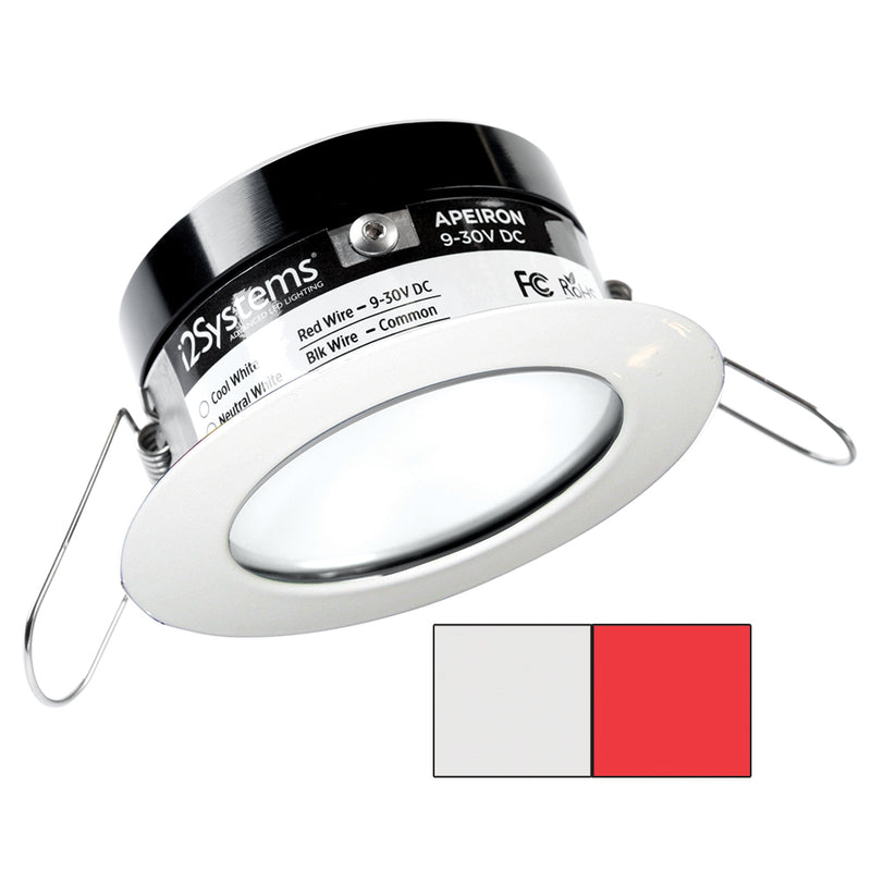 i2Systems Apeiron PRO A503 - 3W Spring Mount Light - Round - Cool White & Red - White Finish [A503-31AAG-H]