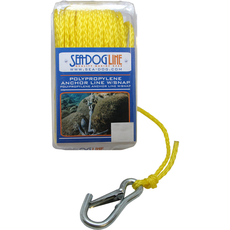 Sea-Dog Poly Pro Anchor Line w/ Snap - 1/4" x 50 ft - Yellow [304206050YW-1]