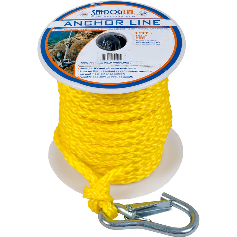 Sea-Dog Poly Pro Anchor Line w/ Snap - 3/8" x 100 ft - Yellow [304210100YW-1]
