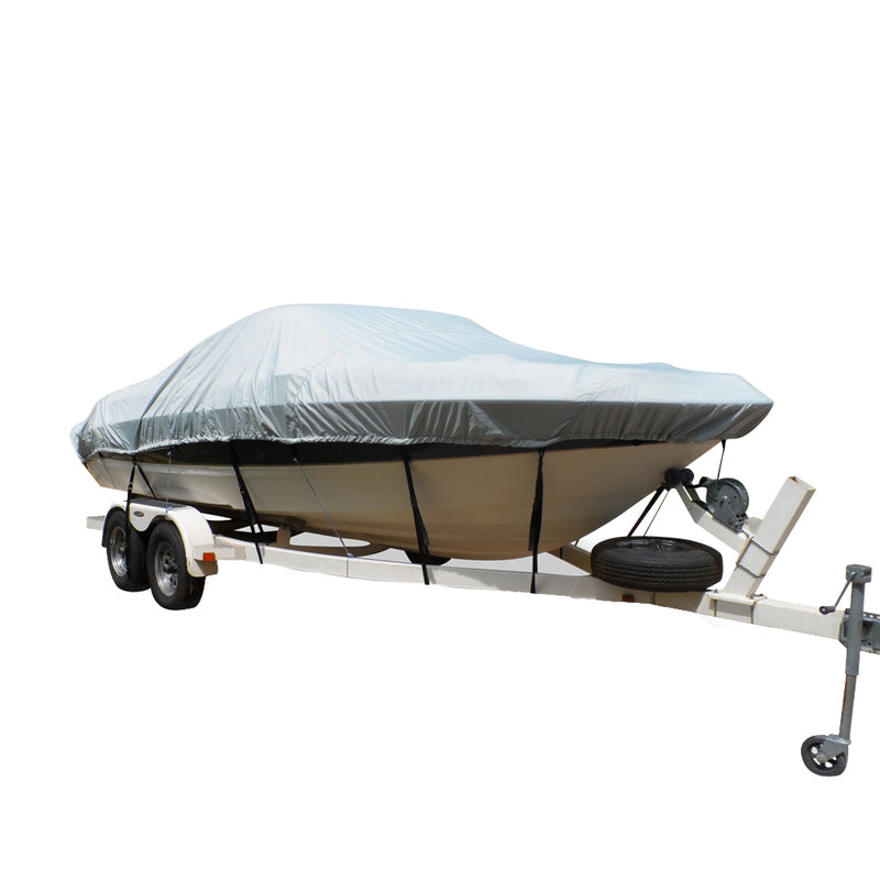 Carver Flex-Fit PRO Polyester Size 1 Boat Cover for V-Hull Fishing Boats & Jon Boats - Grey [79001]