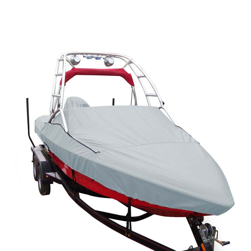 Carver Sun-DURA Specialty Boat Cover for 18.5 ft Sterndrive V-Hull Runabouts w/ Tower - Grey [97118S-11]